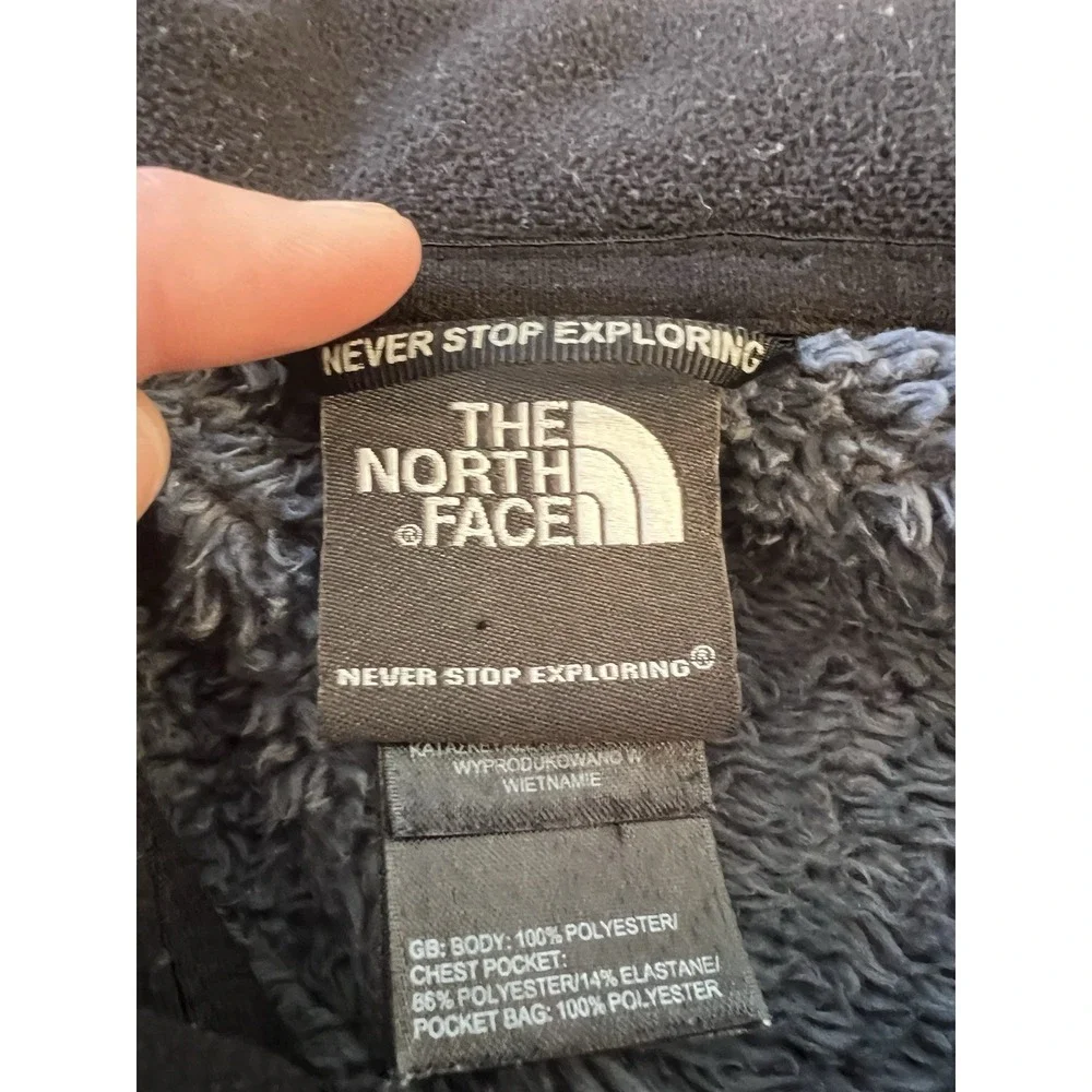The North Face Men's Medium Full Zip Fleece Jacket Black Gray Logo
